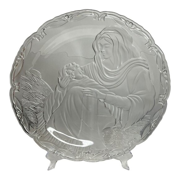 Mikasa Madonna & Child Frosted Display Serving Platter Christmas Religious READ - Picture 1 of 8